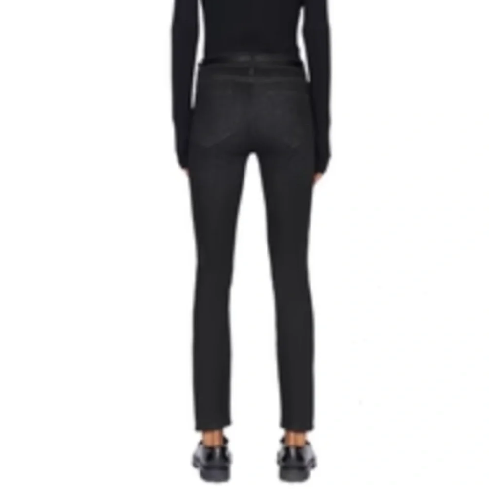 Frame Le High Skinny Jeans Split Hem Black Corvo Stretch - Size 27 - Picture 3 of 11